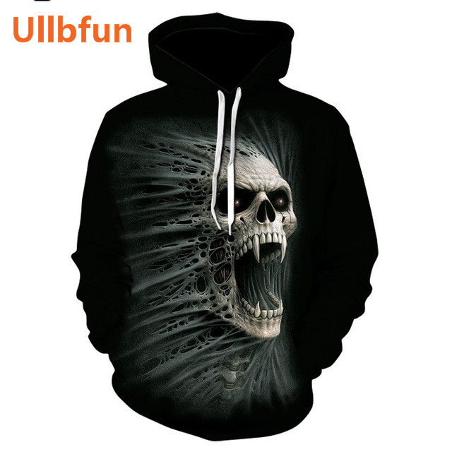 Ullbfun Sweatshirt 3D Skull Printed Pullovers Hoodies (9)